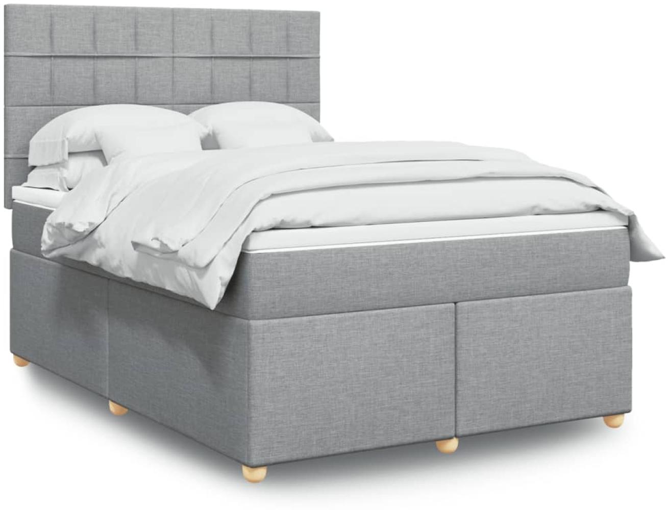 vidaXL Boxspringbett mit Matratze Hellgrau 140x200 cm Stoff 3293603 Bild 1