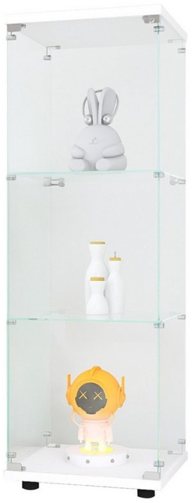 FUROKOY Glasvitrine Standvitrine, Modern Glas Vitrinenschrank (3 Lagen Glasvitrine mit 1 Glastür, Sammlervitrine, für Sammlerstücke Bücher Wein) Bild 1