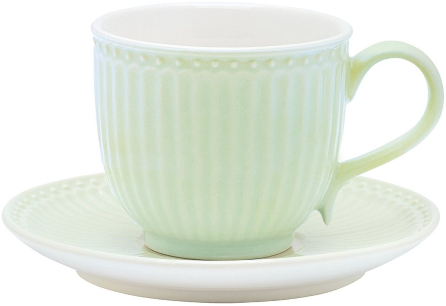 Greengate Tasse Alice Tasse mit Untertasse pale green 8,5 cm, Stoneware Bild 1