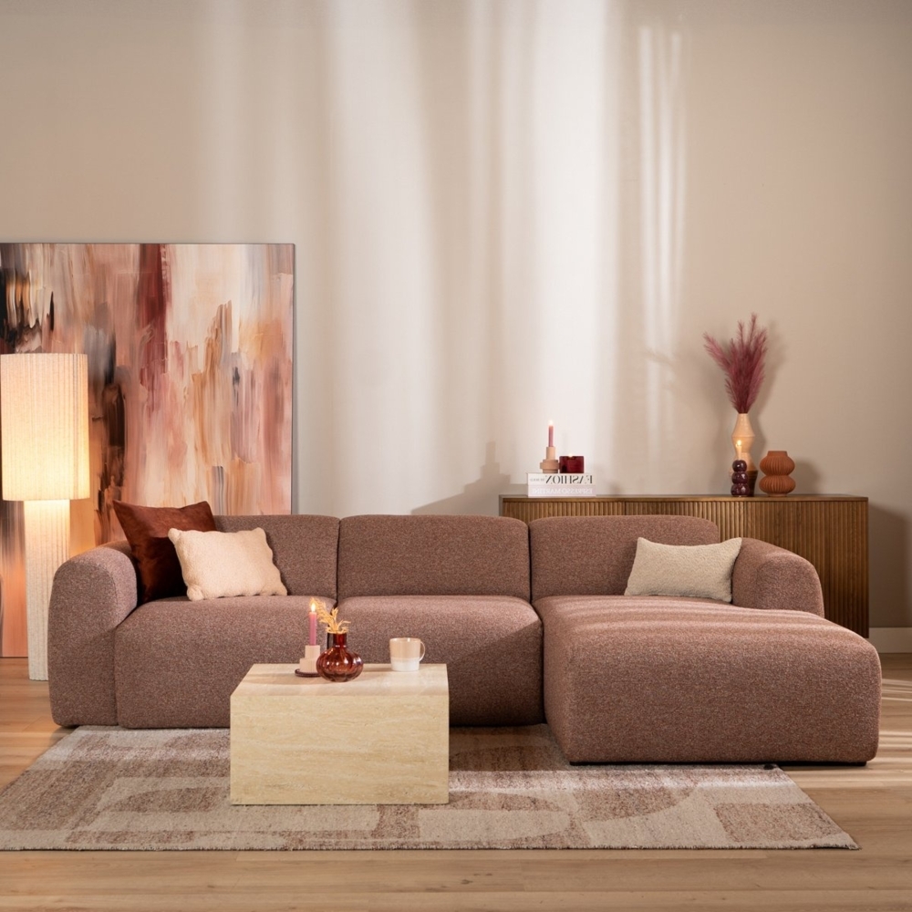 Bronx71 Ecksofa Maine Bouclé rot/rosa rechts Bild 1
