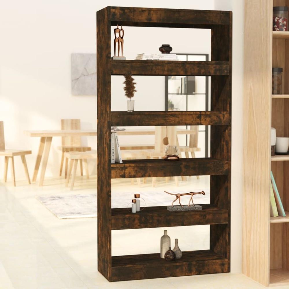 vidaXL Bücherregal/Raumteiler Räuchereiche 80x30x166 cm Holzwerkstoff 813623 Bild 1