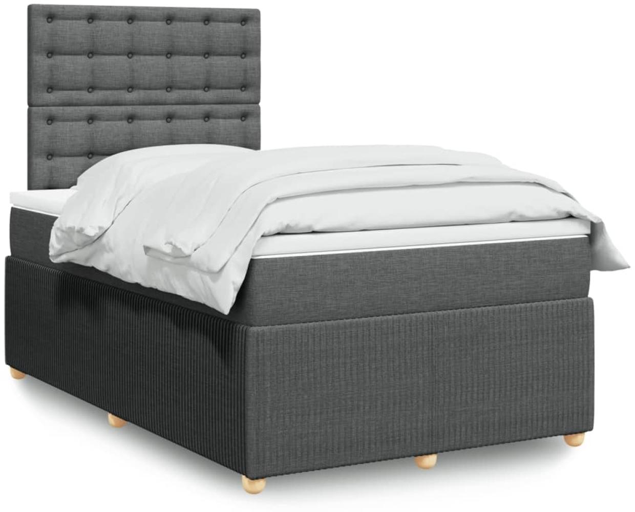 vidaXL Boxspringbett mit Matratze Dunkelgrau 120x200 cm Stoff 3294338 Bild 1