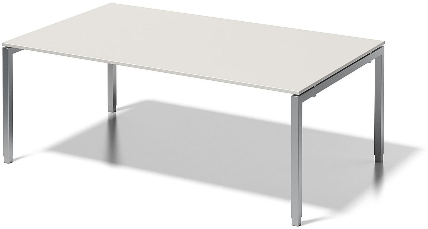 Cito Chefarbeitsplatz/Konferenztisch, 650-850 mm höheneinstellbares U-Gestell, H 19 x B 2000 x T 1200 mm, Dekor grauweiß, Gestell silber Bild 1