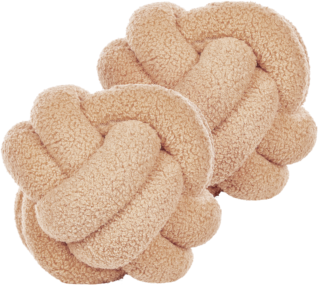 Kissen 2er Set Ohne Muster MALNI Bouclé 19 x 19 cm Sandbeige Bild 1