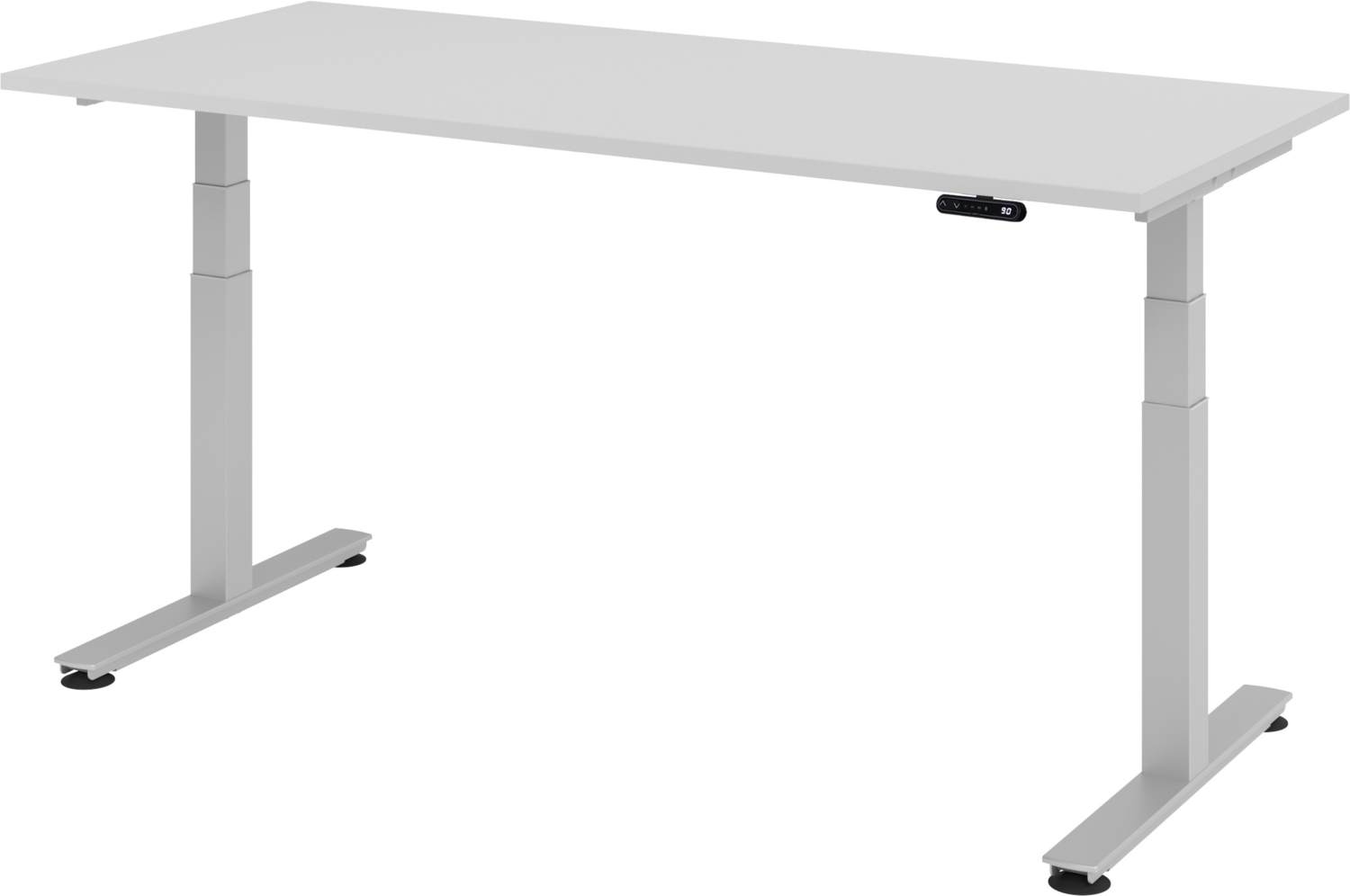 bümö elektrisch höhenverstellbarer Schreibtisch 180x80 cm in grau, Gestell silber - Schreibtisch höhenverstellbar elektrisch mit Memory-Steuerung, elektrischer Schreibtisch, Gaming Tisch, XDSM-19-5-S Bild 1