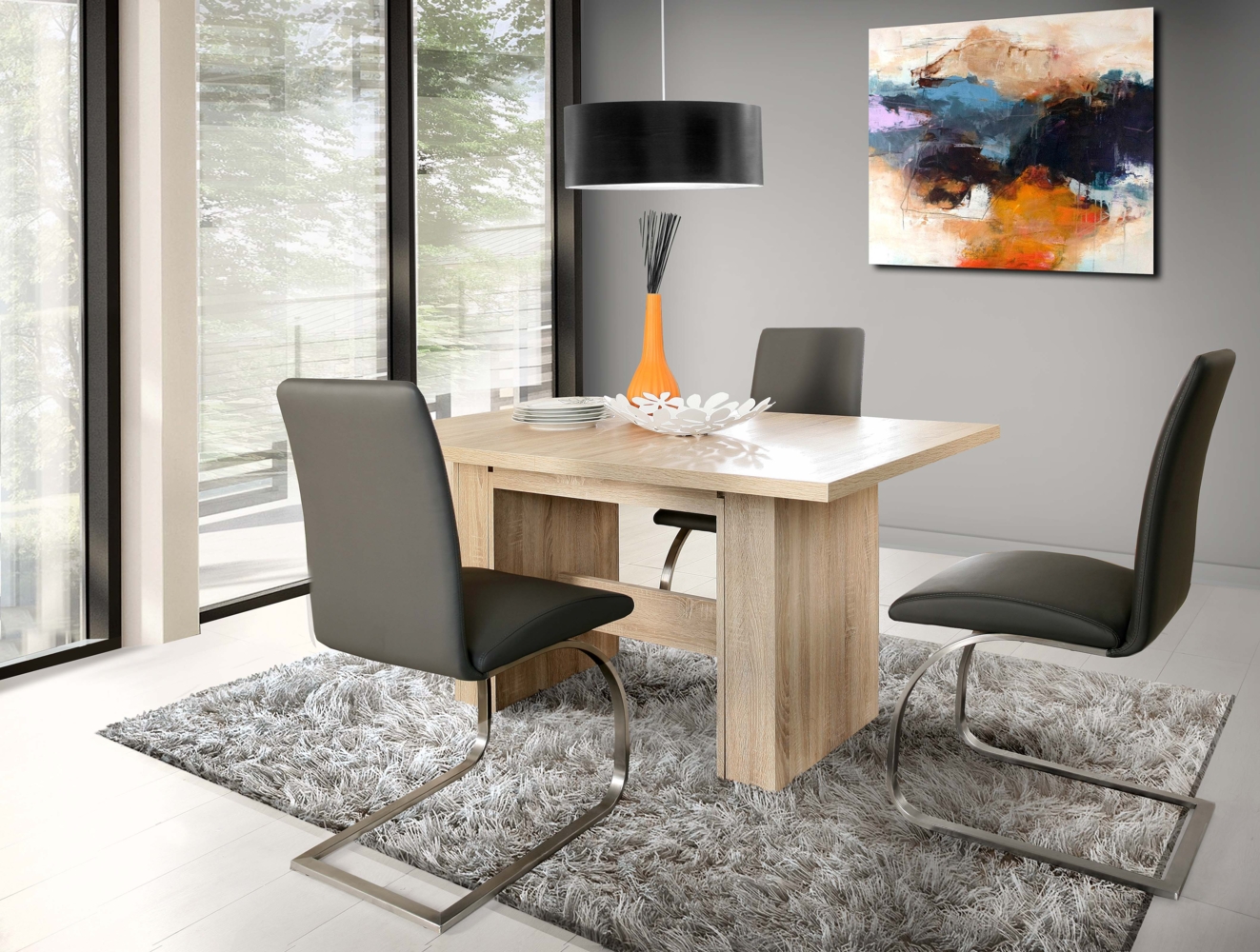 FORTE Dining Tables Esstisch ausziehbar, Holzwerkstoff, Beige, 140 x 72,8 x 90 cm Bild 1