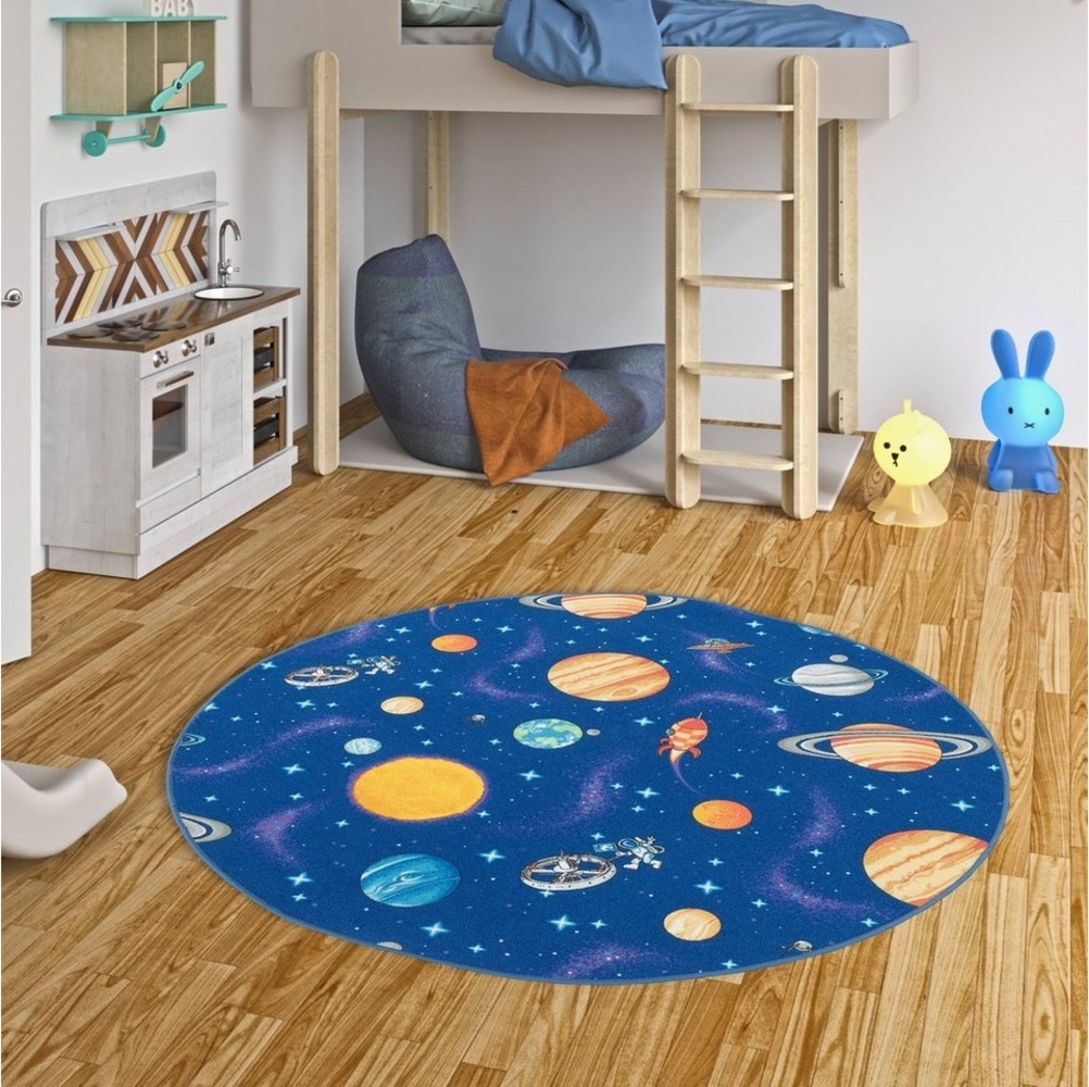 Snapstyle Kinderteppich Kinder Spiel Teppich Weltall Rund, Rund, Höhe: 4 mm Bild 1