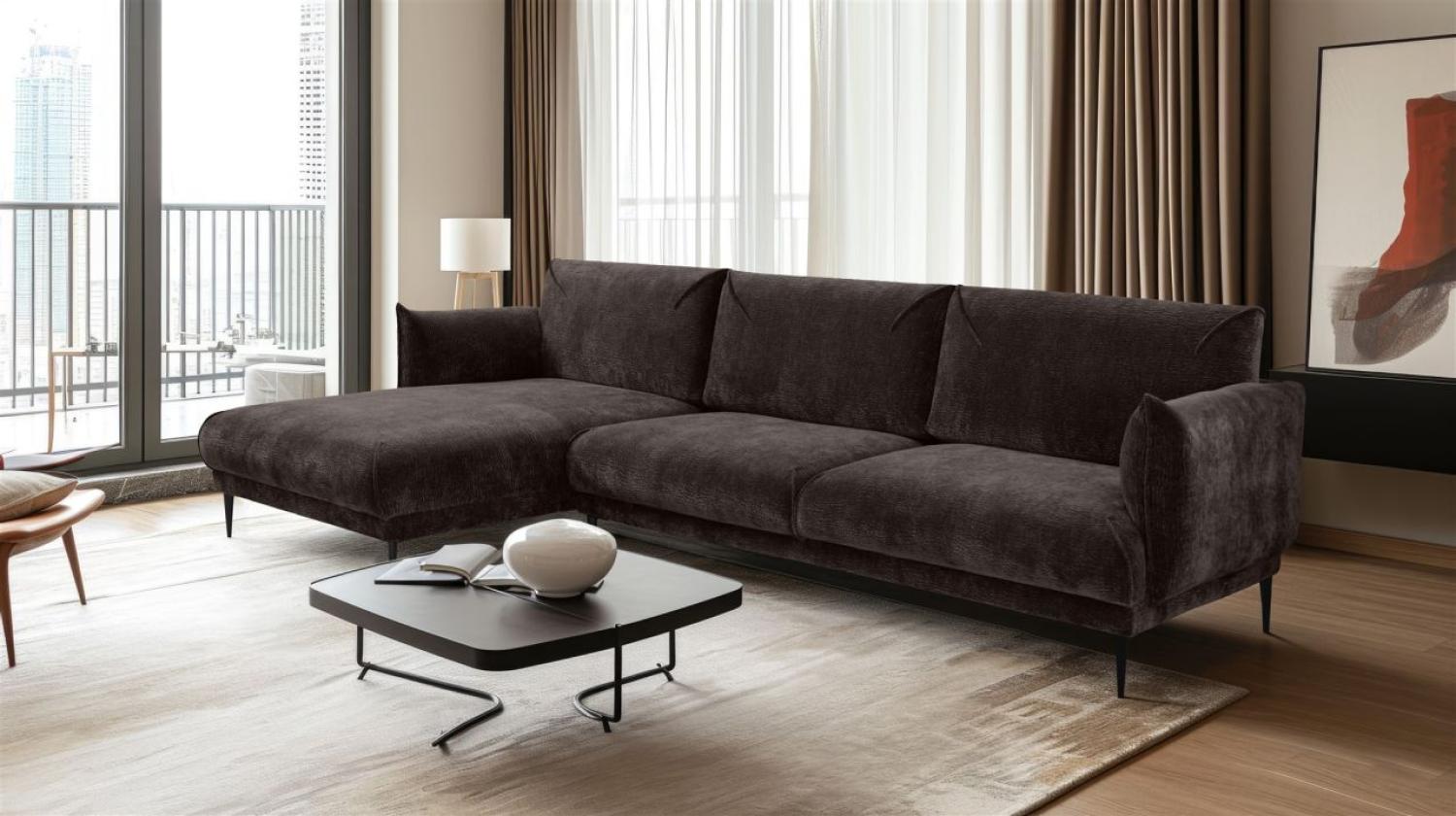 Ecksofa Designersofa MADISON XL in Stoff Dress Me Braun Ottomane Links Bild 1