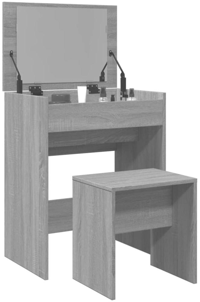 vidaXL Schminktisch mit Hocker, Holzwerkstoff grau, 60 x 40 x 113,5 cm Bild 1