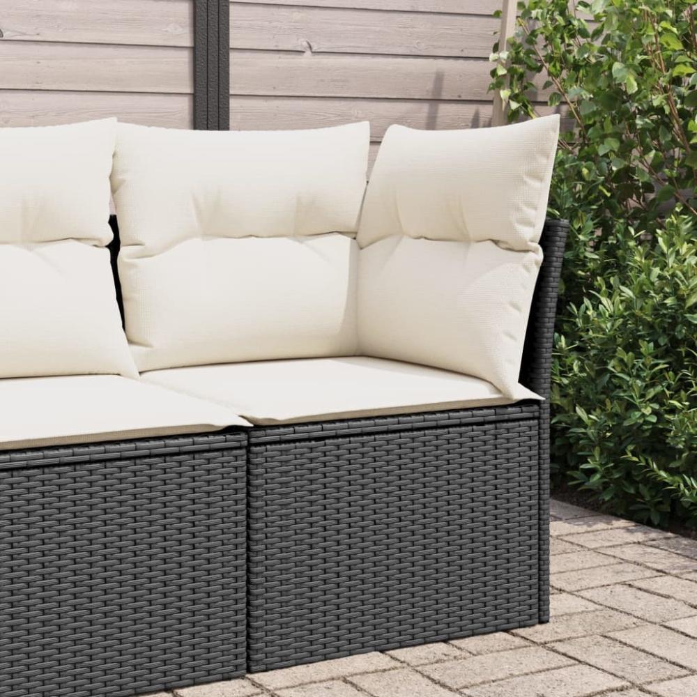 vidaXL Garten-Ecksofa mit Kissen Schwarz Poly Rattan 366012 Bild 1