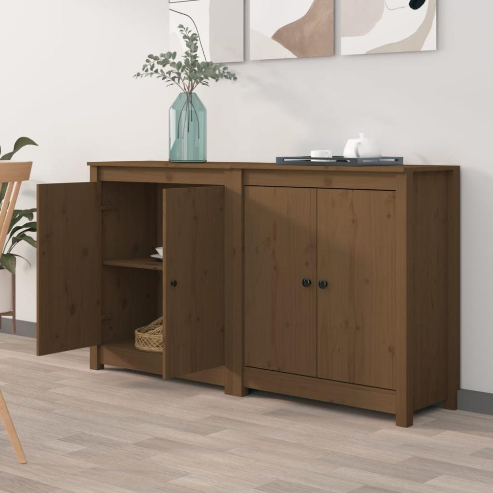 Sideboards 2 Stk. 70 x 35 x 80 cm Massivholz Kiefer Honigbraun Bild 1