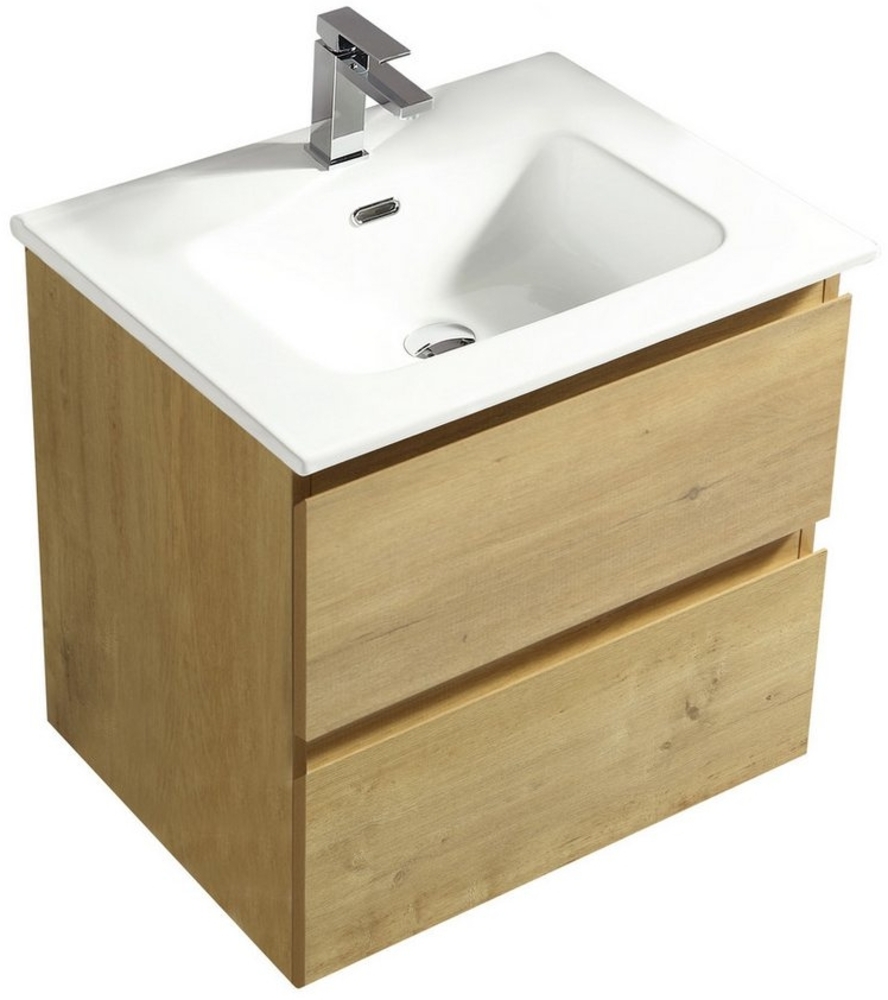 Alpenberger Badmöbel-Set - Badschrank Badezimmerschrank, (Waschbecken mit Überlauf, 2 Waschbeckenunterschrank Schubladen), Waschtisch mit Unterschrank 60 cm Breit Bild 1