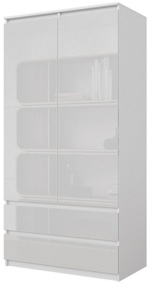 Furnica Kleiderschrank Joelle Weiß Matt, 2 Türen und 2 Schubladen H180cm B90cm T50cm Bild 1