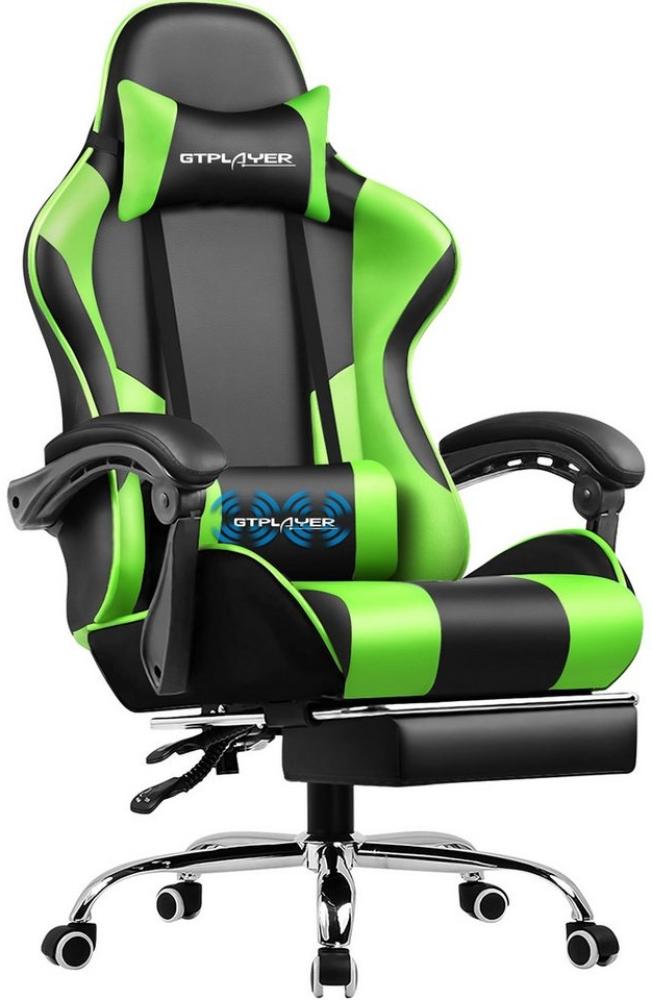 GTPLAYER Gaming-Stuhl Bürostuhl mit Massagefunktion, Fußstütze, Kopfstütze (Packung), Ergonomischer Gamer Stuhl, Maximale Belastung 150 kg, 360° drehbar Bild 1