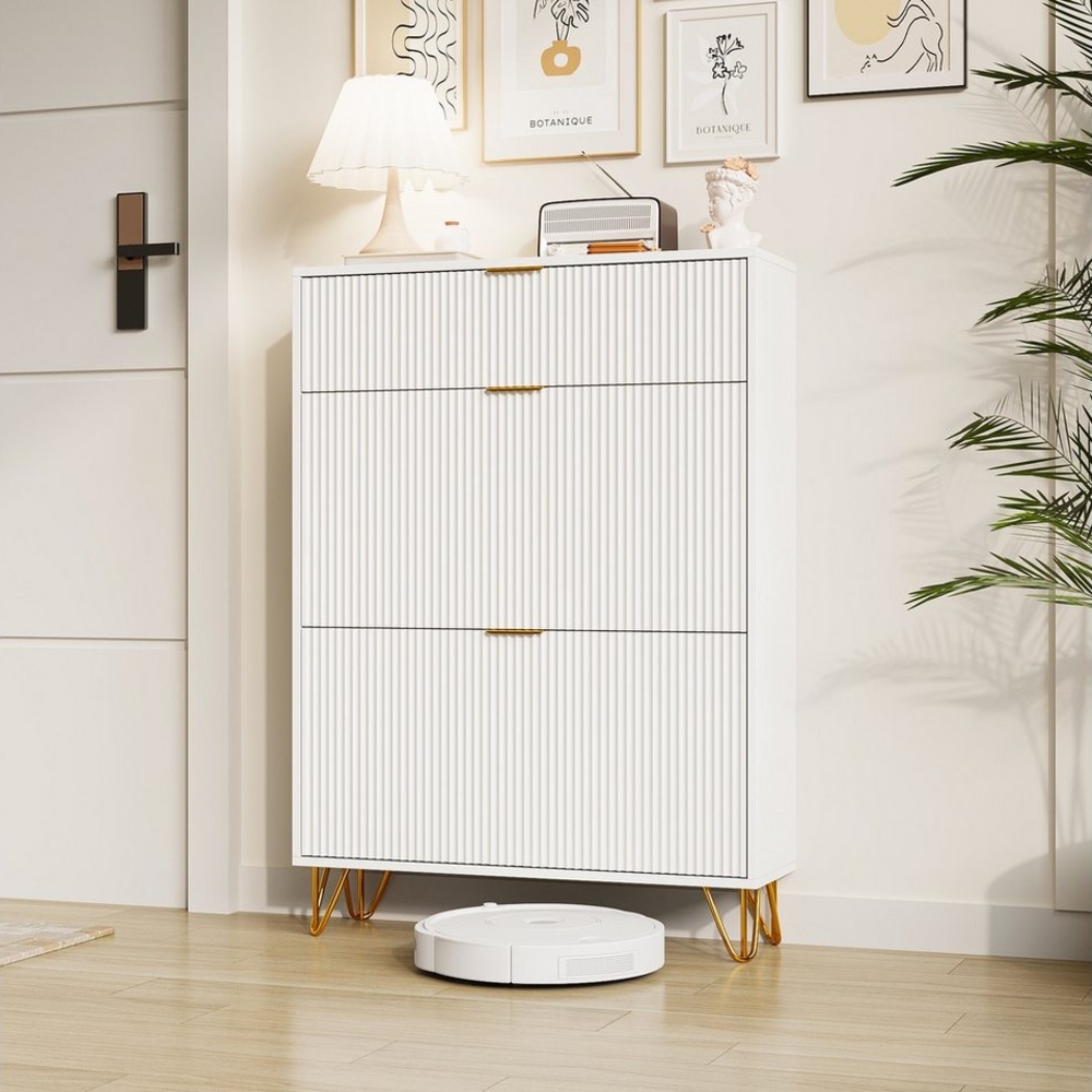 Furnishings Home Schuhschrank Schuhregal Schuhkommode Trennwand verstellbar Kippsicherung (1-St) Platzsparend, Für verschiedene Schuhtypen geeignet 118,5 x 24 x 80 cm Bild 1