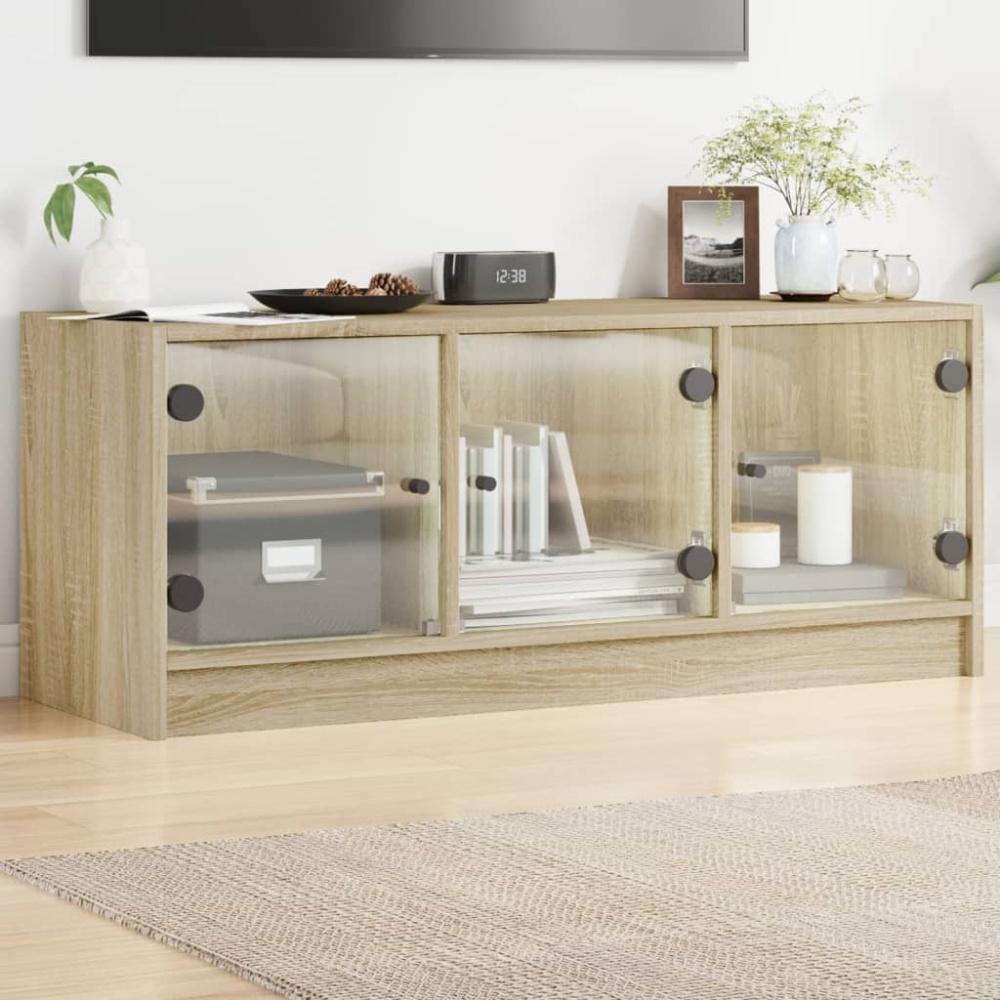 vidaXL TV-Schrank mit Glastüren Sonoma-Eiche 102x37x42 cm 836408 Bild 1