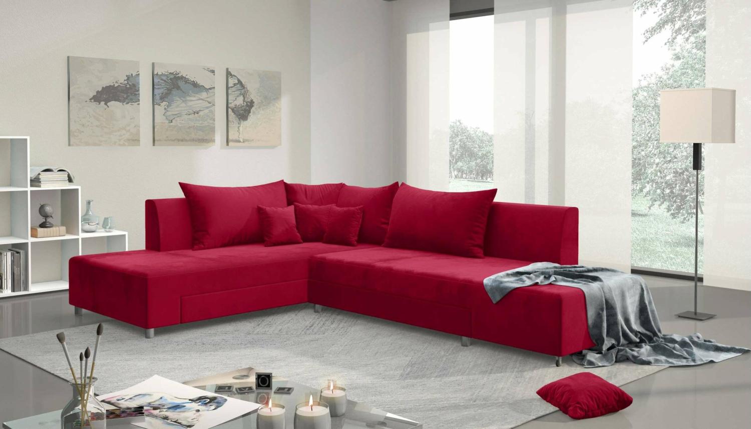Stylefy Livia Ecksofa Rot Velours Bild 1
