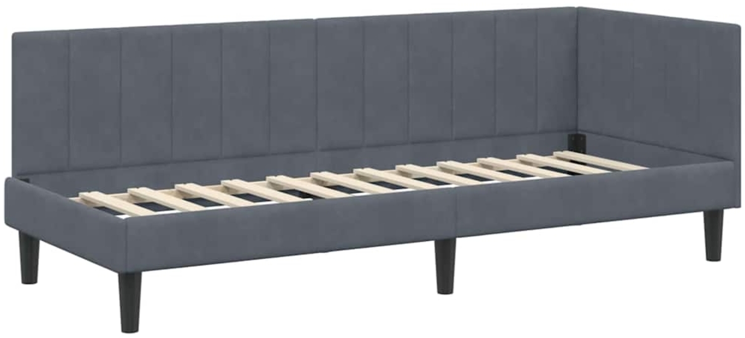 vidaXL Eckbettgestell mit Kopfteil Dunkelgrau 80 cm x 200 cm Stoff 42016329 Bild 1