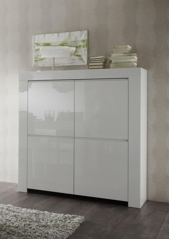 Highboard >Asti< (BxHxT: 120x140x50 cm) in Weiss echt Hochglanz lackiert Bild 1