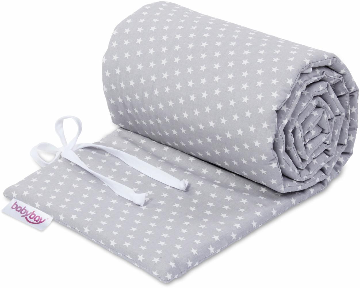 babybay Nestchen Organic Cotton passend für Modell Boxspring XXL, lichtgrau Sterne weiß Bild 1