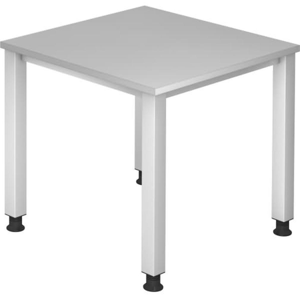 Schreibtisch QS08 4Fuß eckig 80x80cm Grau Gestellfarbe: Silber Bild 1