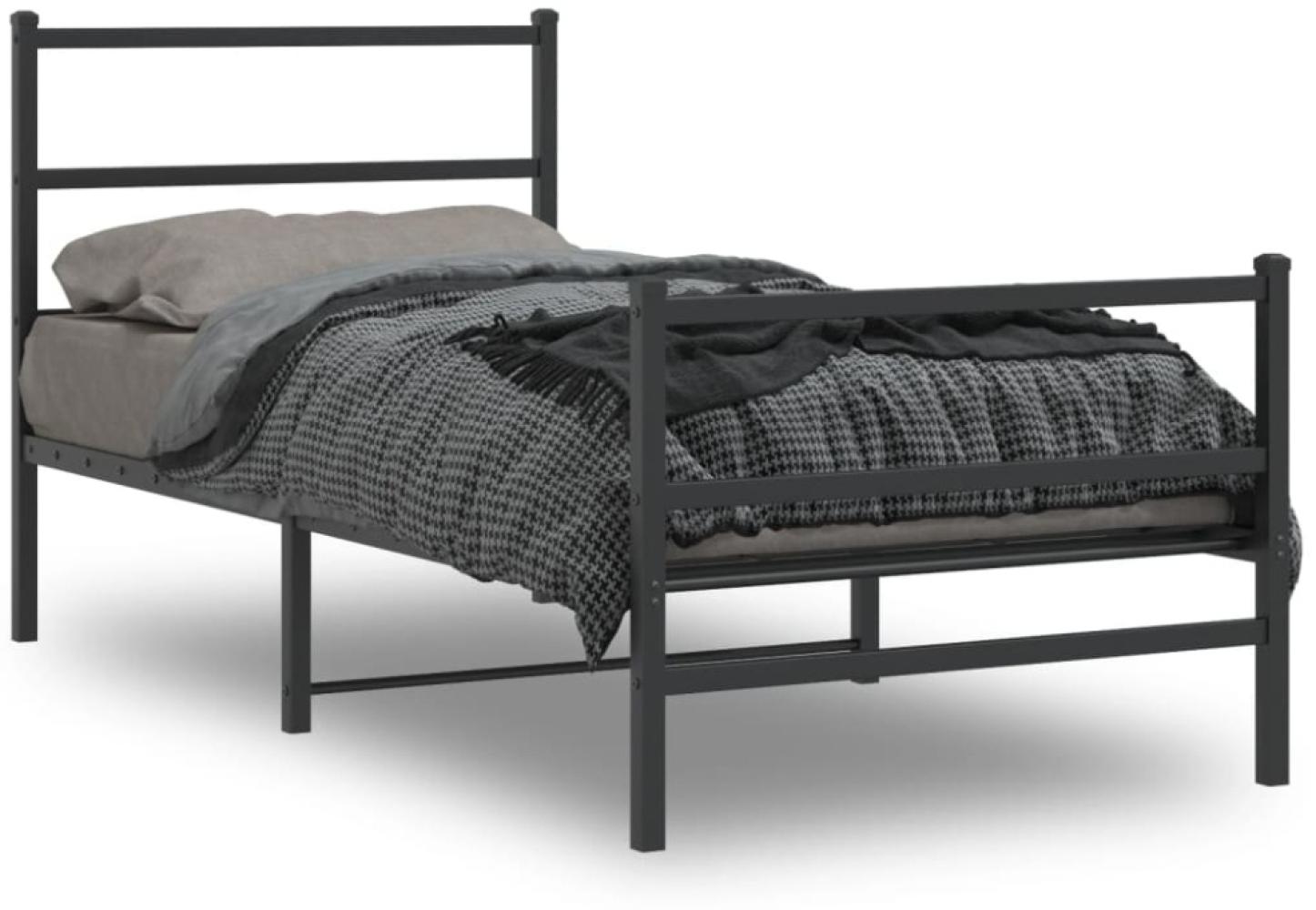 vidaXL Bettgestell mit Kopf- und Fußteil Metall Schwarz 90x190 cm 355375 Bild 1