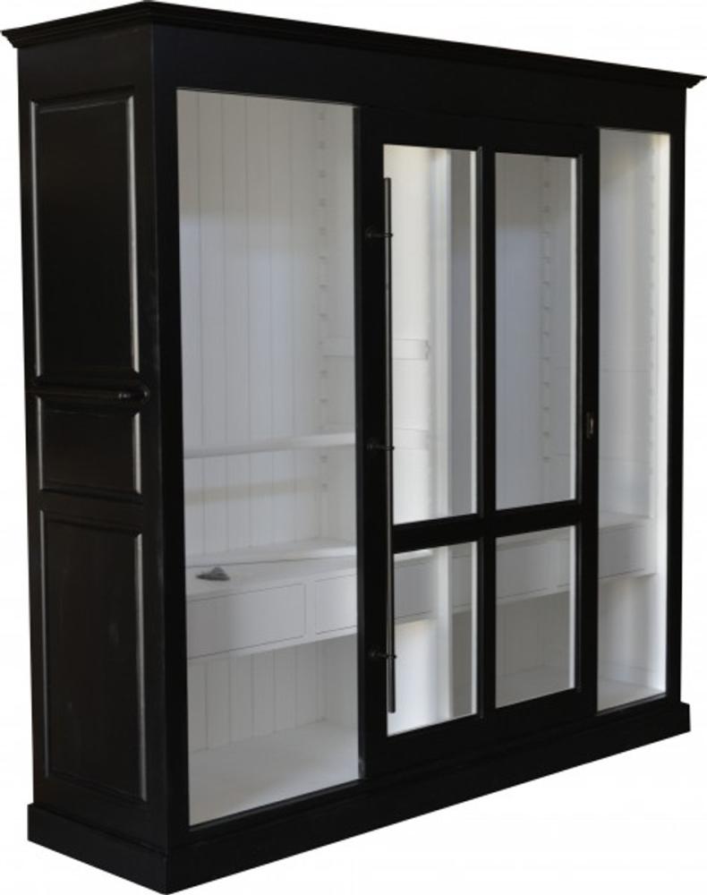 Casa Padrino Luxus Kleiderschrank B 226 x H 220 cm Haute Couture Schlafzimmer Schrank mit Glas Schiebetür Schwarz / Weiß - Art Deco Jugendstil Hotel Möbel Bild 1