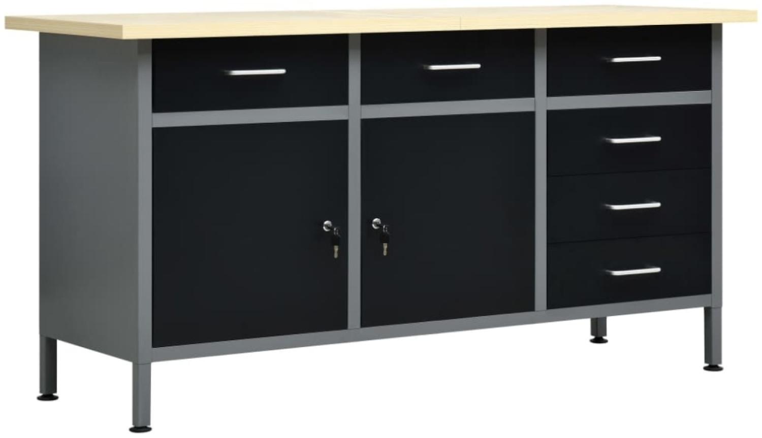 vidaXL Arbeitstisch Schwarz 160 x 60 x 85 cm Stahl 145348 Bild 1