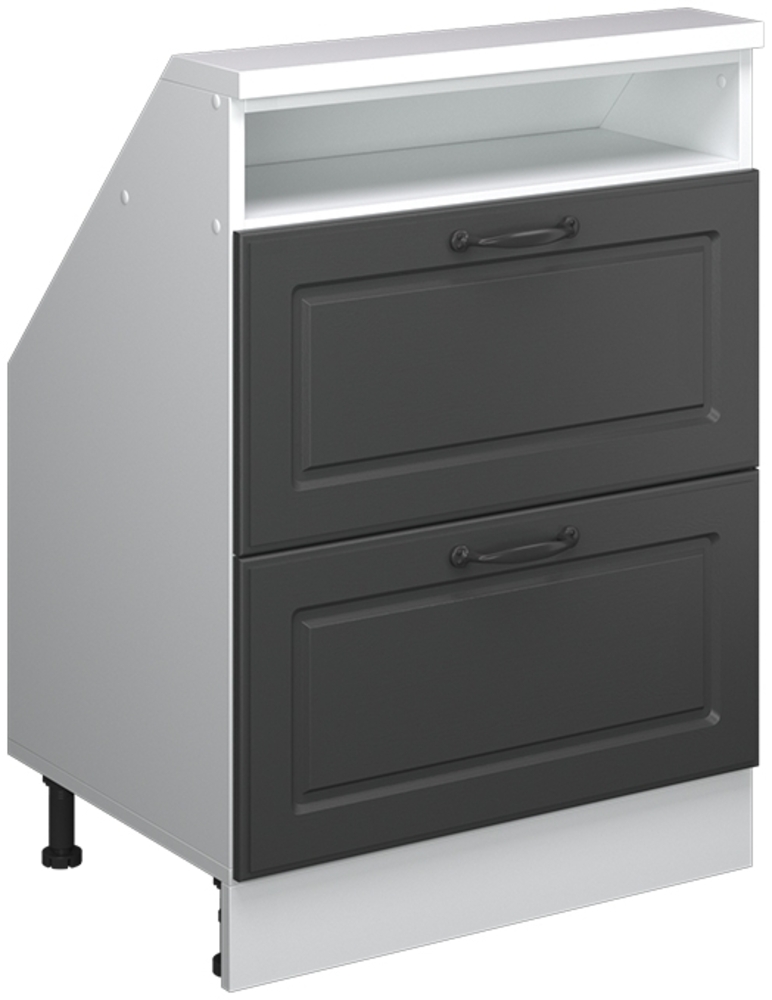 Küchenschrank für Dachschrägen R-Line Anthrazit Landhaus 60 cm mit 2 Schubladen Vicco Bild 1