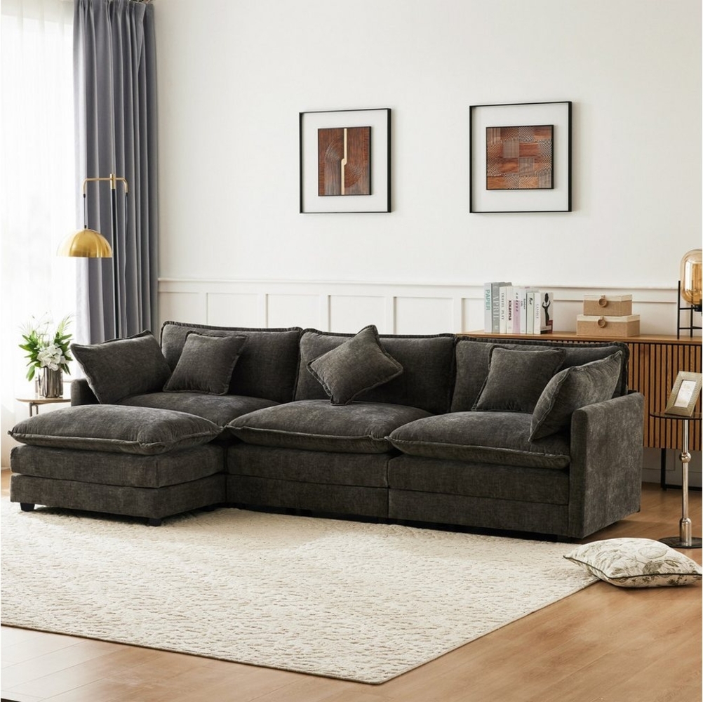 BlingBin Big-Sofa Dreisitzer-Sofa, Polstersofa, Ecksofa mit Fußstütze, 1er Set 1 Teile, L-förmiges Ecksofa, geeignet für Wohn- und Schlafzimme Bild 1