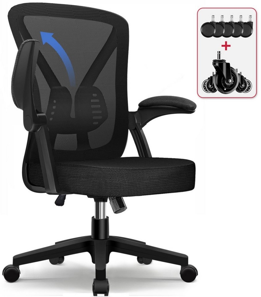 Lexzurn Bürostuhl Bürostuhl ergonomisch, Chefsessel Drehstuhl mit Lendenwirbelstütze (Computerstuhl Home Office Chair), Höhenverstellbarer Netzstuhl mit Klappbare Armlehnen Bild 1