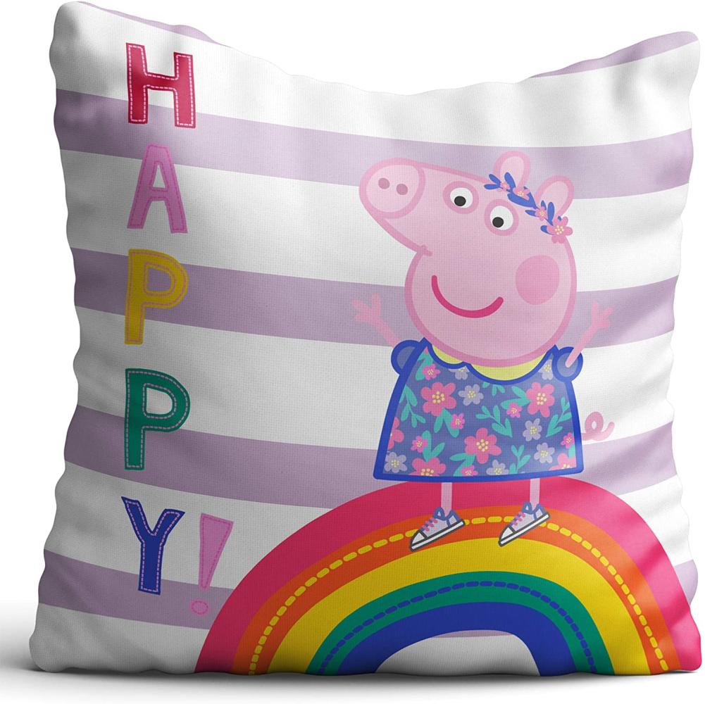 Peppa Wutz Pig Kissen Happy 40x40 cm Kuschelkissen Dekokissen Auto-Kuschel-Kissen Zierkissen Schmusekissen Kopfkissen Rosa Smile Sunny Mama Wutz Papa Wutz George Wutz Doktor Elefant Frau Mümmel Bild 1