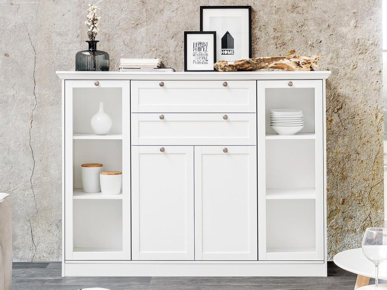 Highboard >Landsted< in Weiß - 160x120x40cm (BxHxT) Bild 1