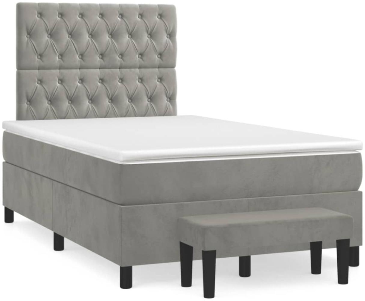 vidaXL Boxspringbett mit Matratze Hellgrau 120x190 cm Samt 3270487 Bild 1