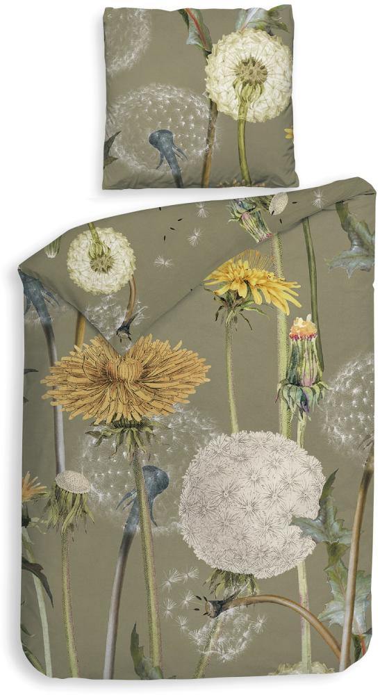 Heckett & Lane Twill Bettwäsche 155x220 Zelena green Löwenzahn Pusteblume Wiese Bild 1