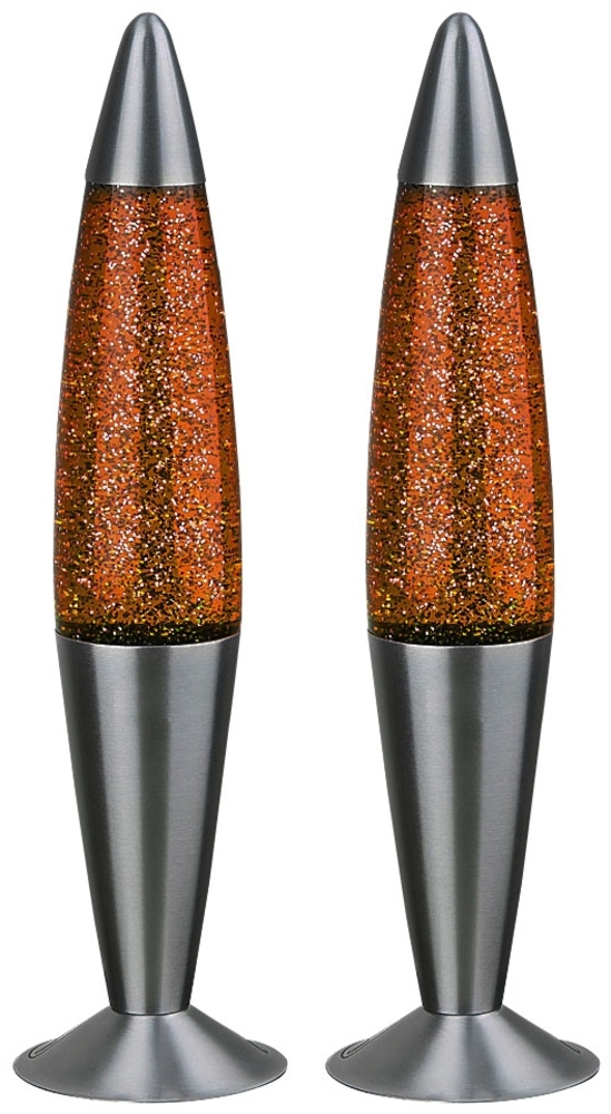 2x Lavalampe, Glitzereffekt, orange, Höhe 42,5 cm Bild 1