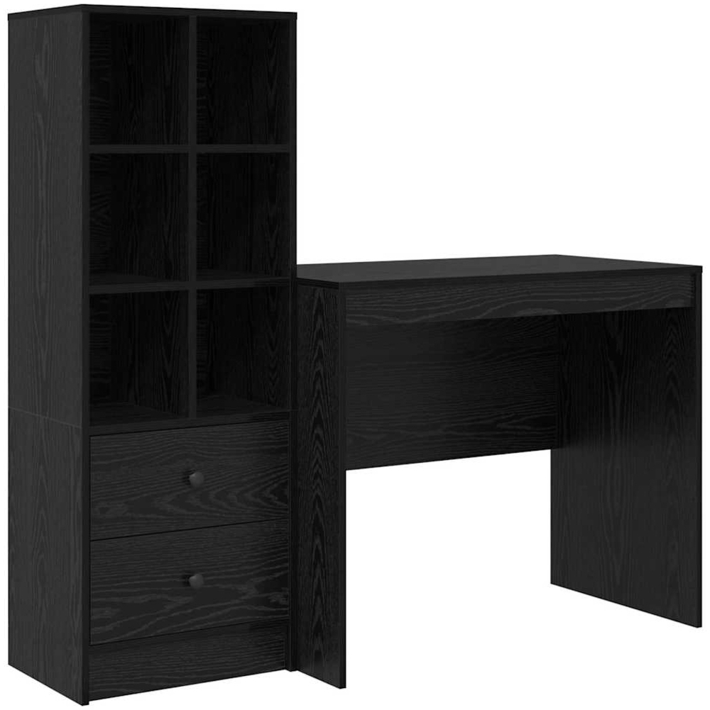 vidaXL Schreibtisch mit Stauraum mit Regal 2 pcs Schwarz Eichen-Optik 3337362 Bild 1