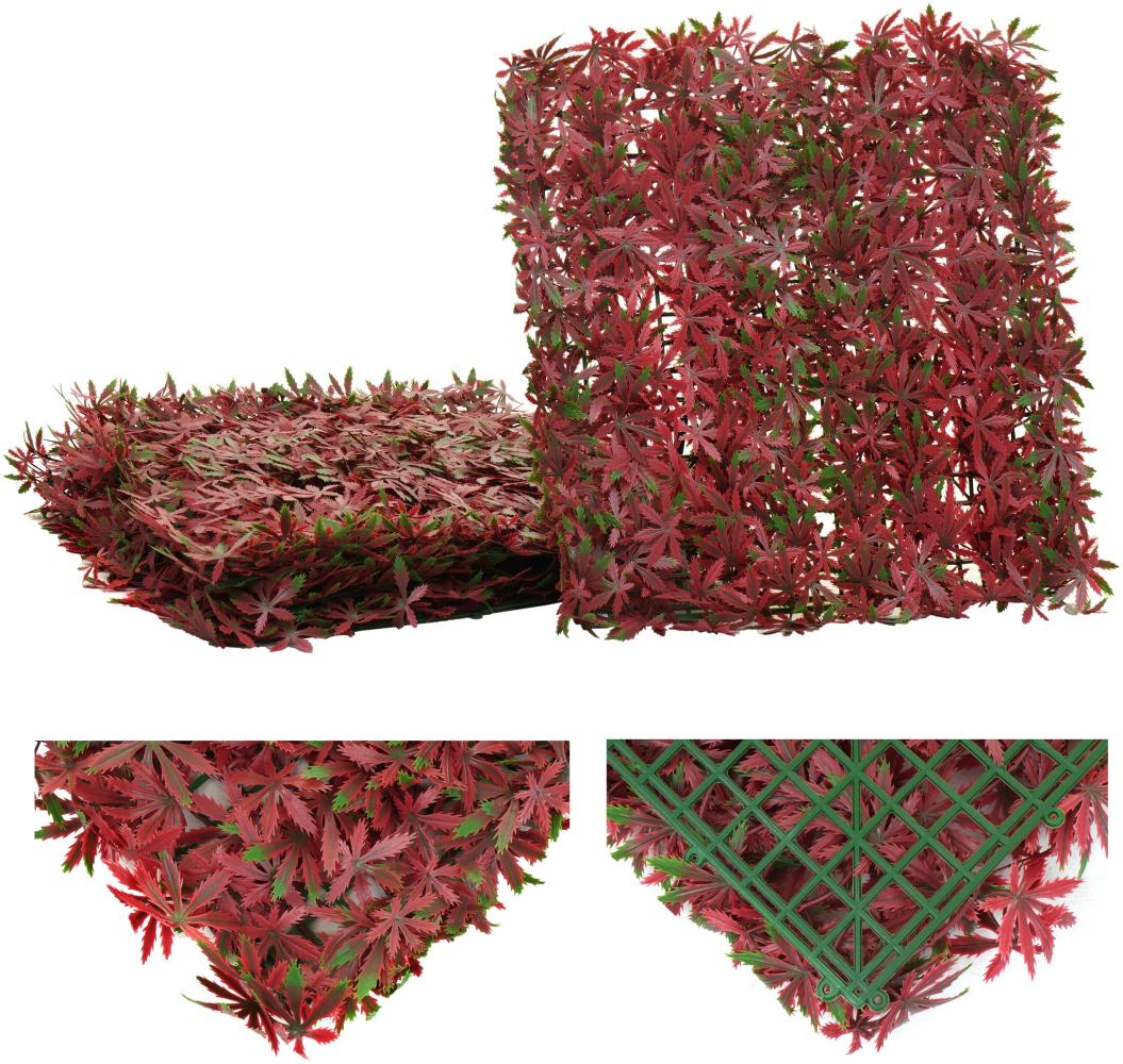 Wandfliese HWC-L78, Sichtschutz Windschutz Verkleidung für Terrasse/Balkon, 4x je 50x50cm = 1m² ~ Ahorn rot Bild 1