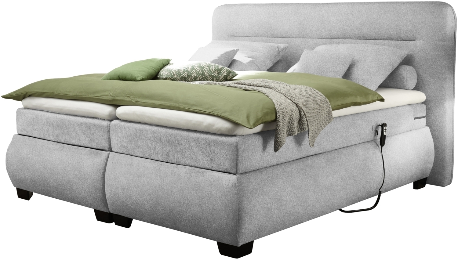 Boxspringbett >EVOLUTION< Liegefläche 180x200cm, Motorverstellung, silver - 210x122x220 (BxHxT) Bild 1