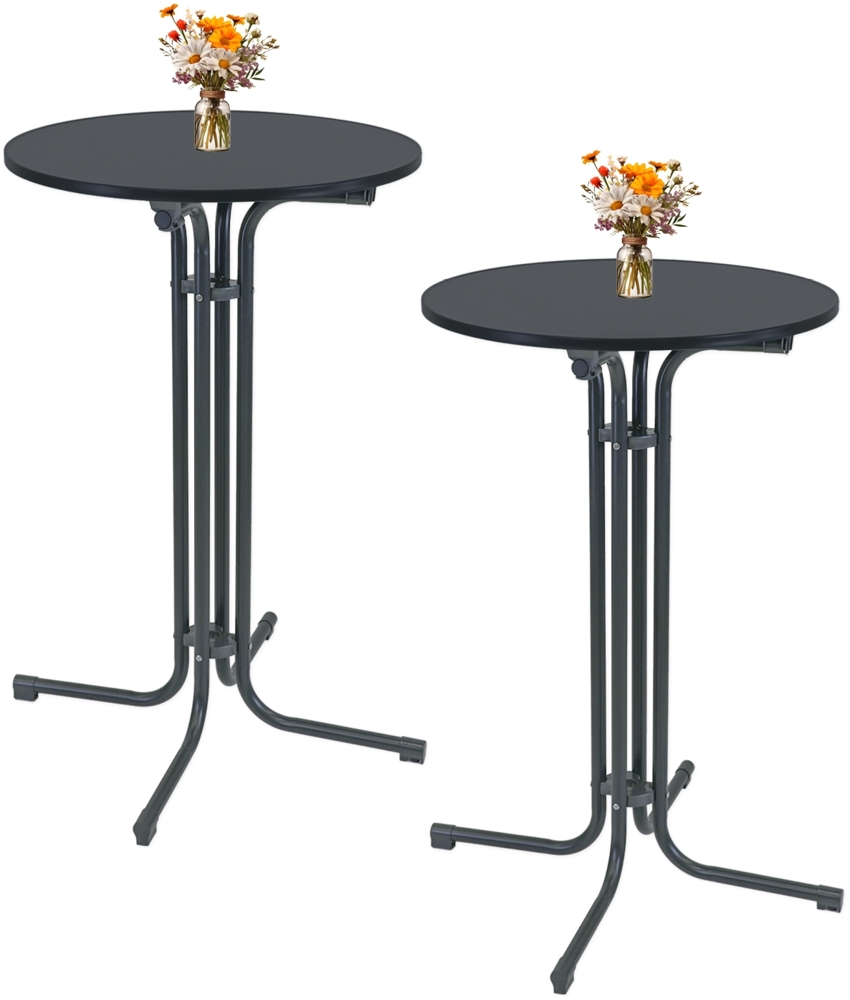 2x Stehtisch klappbar Ø 70 cm Höhe 110 cm Stahl Gastrotisch Partytisch Bistrotisch in Anthrazit Bild 1