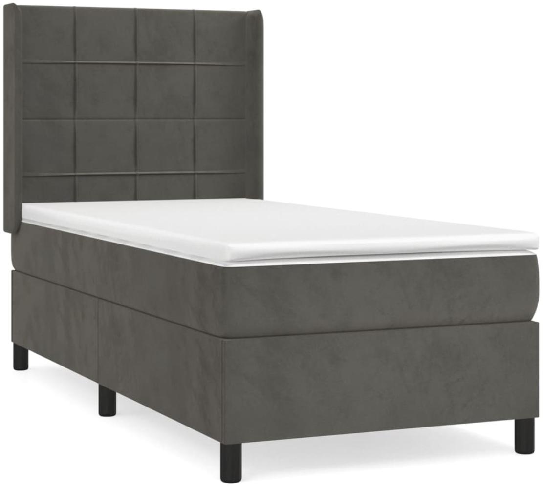 vidaXL Boxspringbett mit Matratze Dunkelgrau 100x200 cm Samt 3132664 Bild 1
