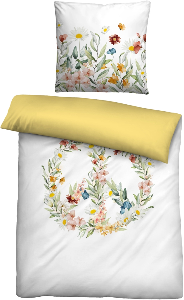 biberna Linon Bettwäsche 0044504 FRIEDEN, gelb, 1x 155x200 cm + 1x 80x80 cm Bild 1