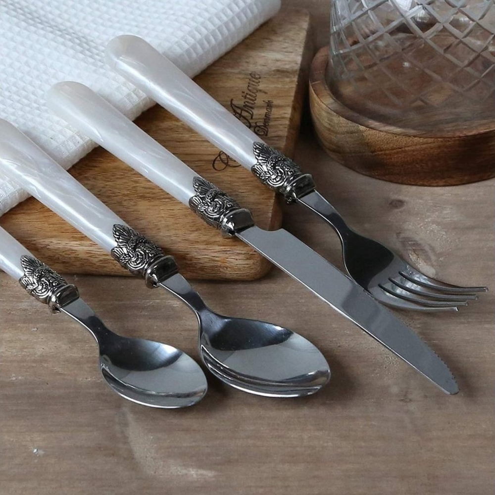 Chic Antique Besteck-Set Chic Antique Linas Tafelbesteck Besteck Perlmutt-Optik weiß 16-tlg. (16-tlg) Bild 1