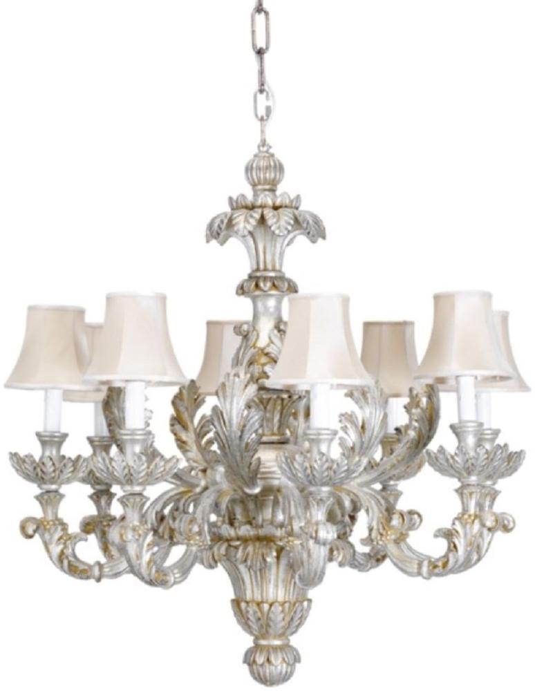 Casa Padrino Luxus Barock Kronleuchter Silber / Gold Ø 79 x H. 82 cm - Prunkvoller Barockstil Wohnzimmer Kronleuchter - Edel & Prunkvoll - Luxus Qualität - Made in Italy Bild 1