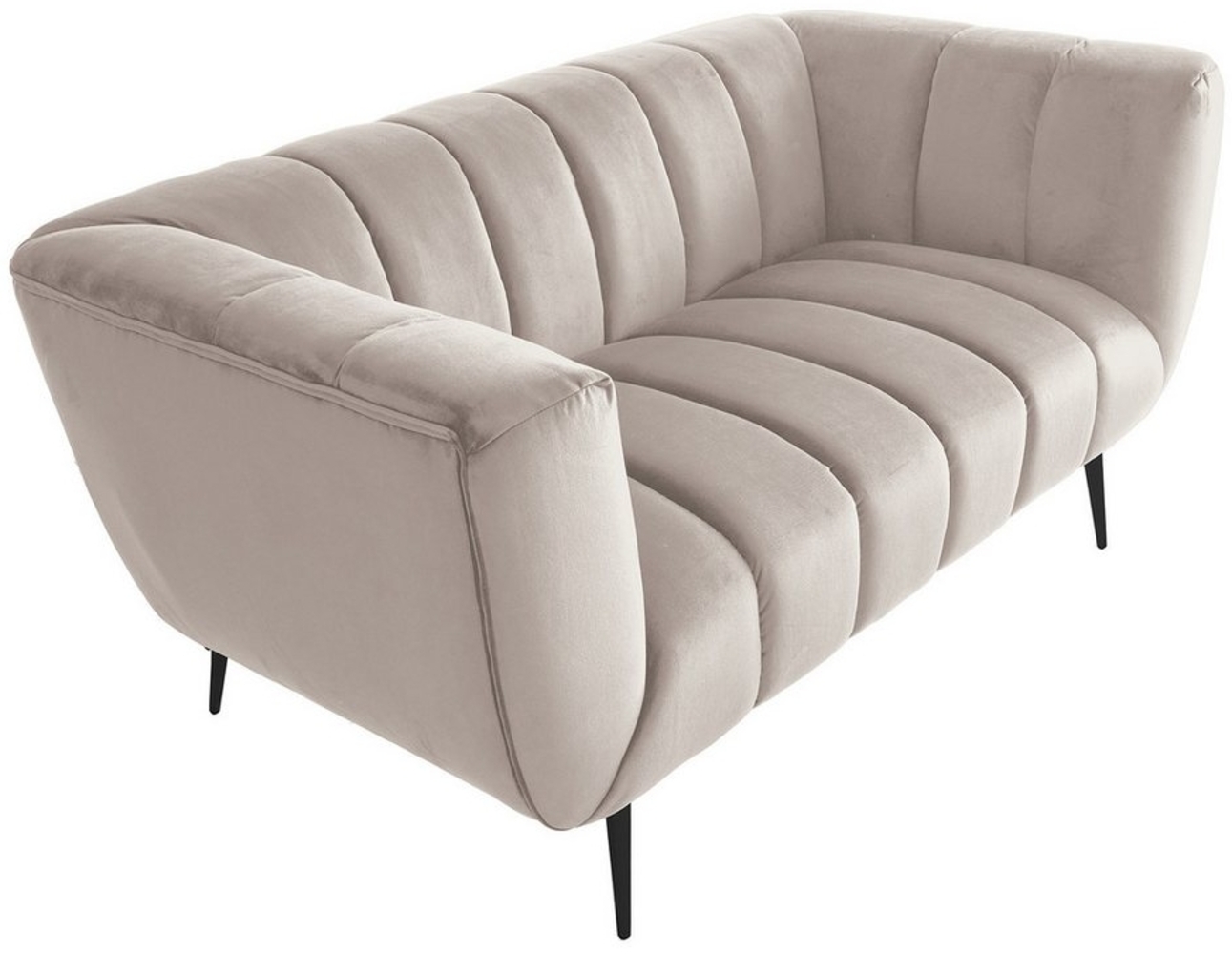 riess-ambiente 2-Sitzer NOBLESSE 165cm champagner / schwarz · Couch mit Bezug aus Samt, Einzelartikel 1 Teile, Federkern-Polsterung · Metall-Füße · Lounge-Sofa im Retro Design Bild 1