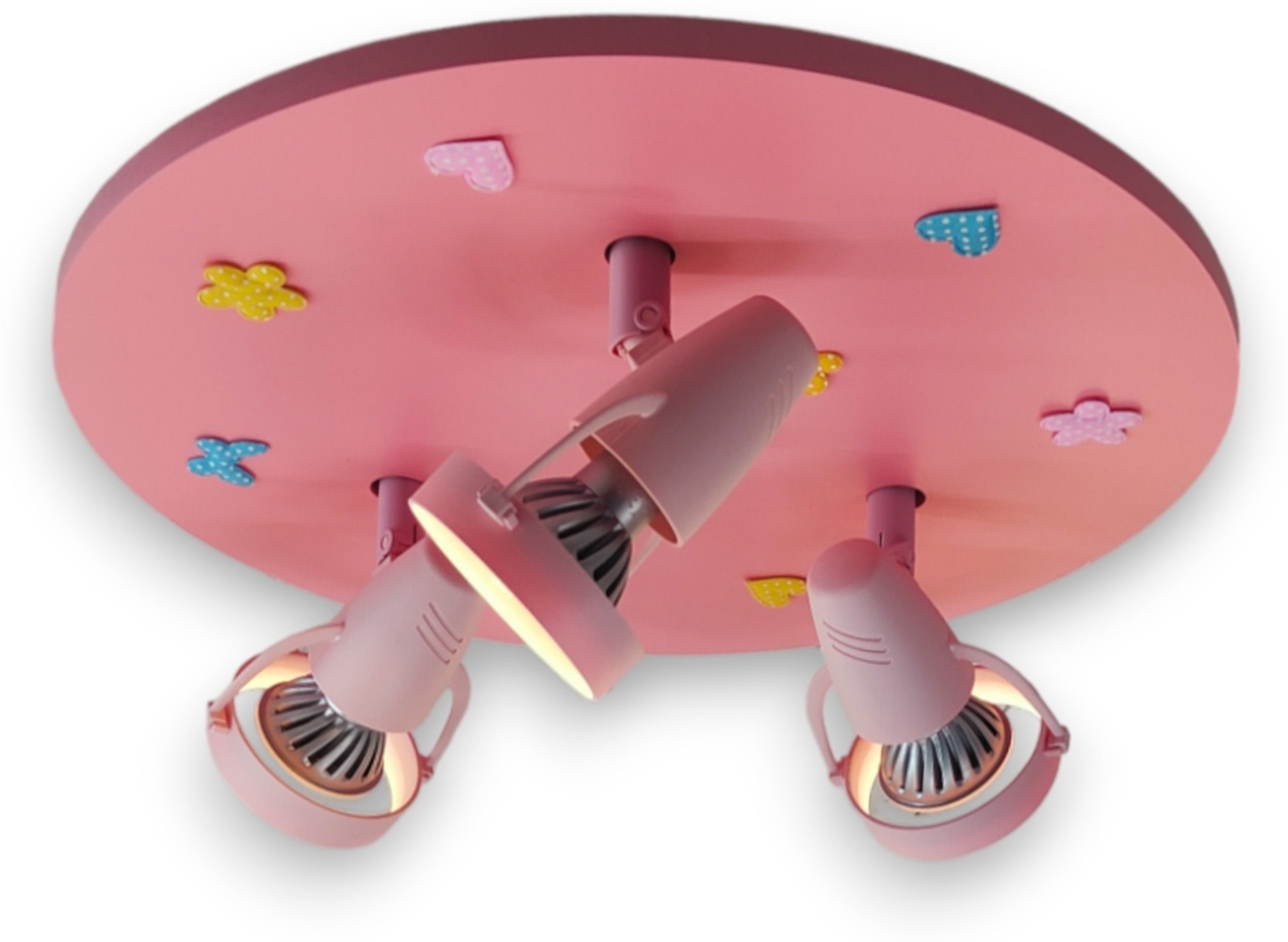 Coole Deckenlampe Natur Motive für Kinderzimmer 3 flammig schwenkbar Rosa Ø 35cm Bild 1