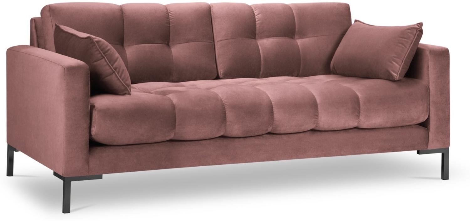 Micadoni 3-Sitzer Samtstoff Sofa Mamaia | Bezug Pink | Beinfarbe Black Metal Bild 1