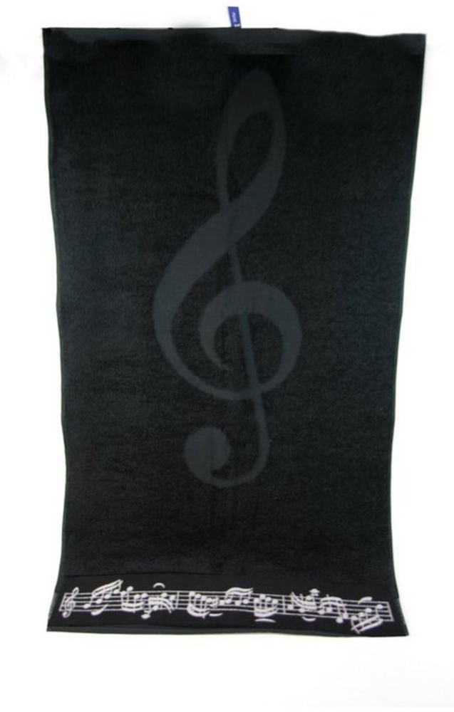 frottana Duschtuch, Baumwolle (1-St), schwarzes Duschtuch mit Notenbordüre und Violinschlüssel Bild 1
