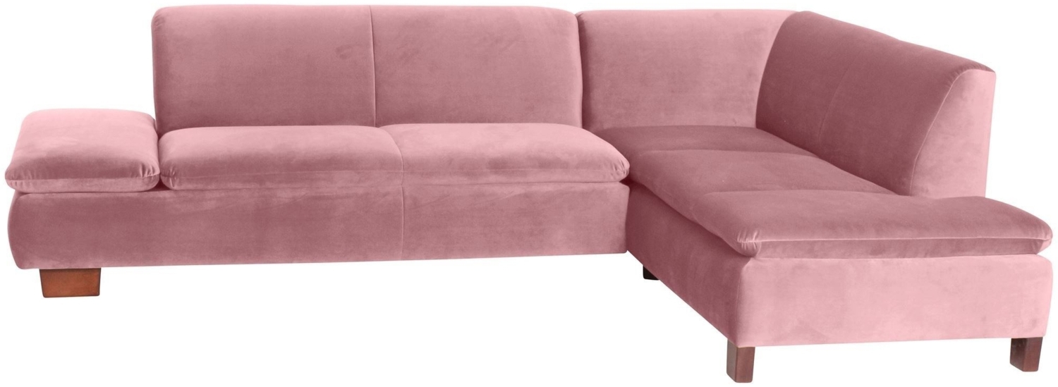 Ecksofa mit Ottomane rechts Kaye Bezug Samtvelours Buche nussbaum dunkel / rosé 23074 Bild 1