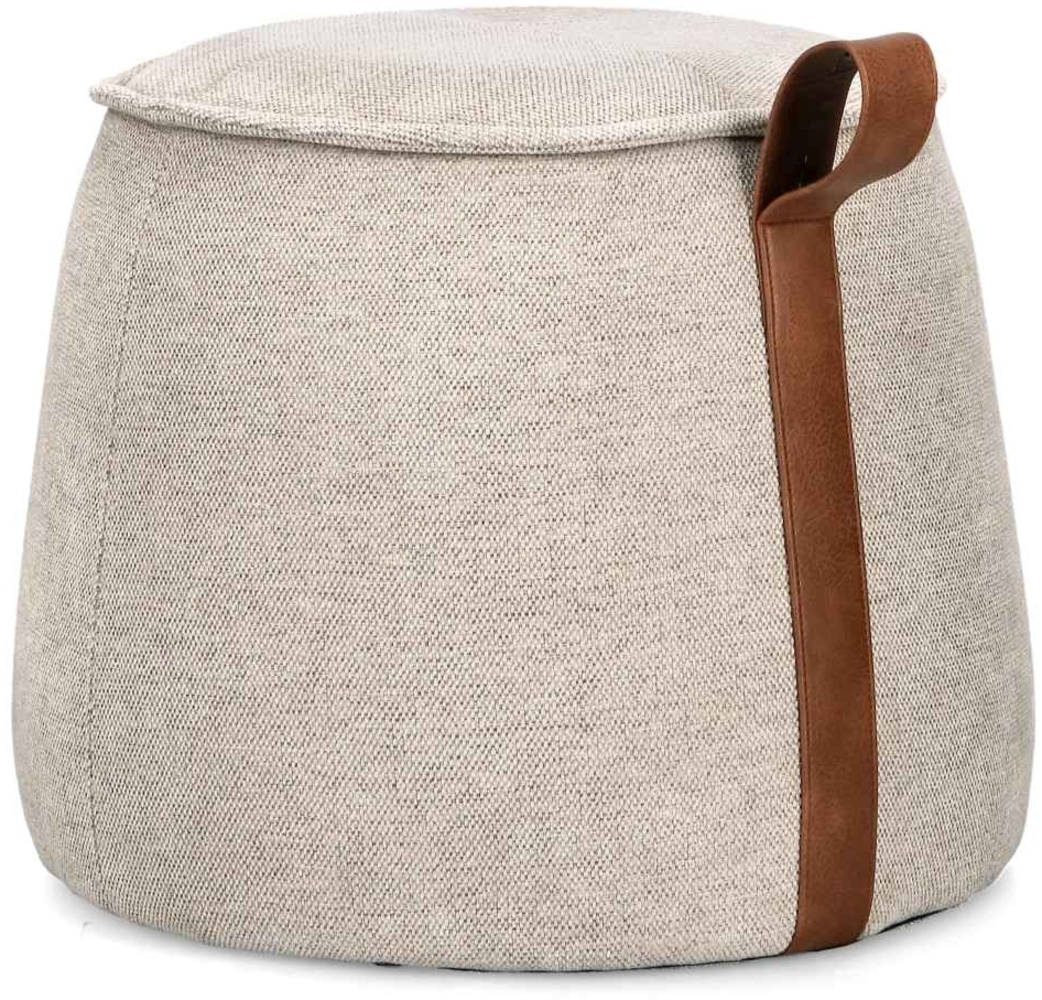 Pouf Anila aus Chenille-Stoff, Hellgrau, 50x50x42 cm Bild 1